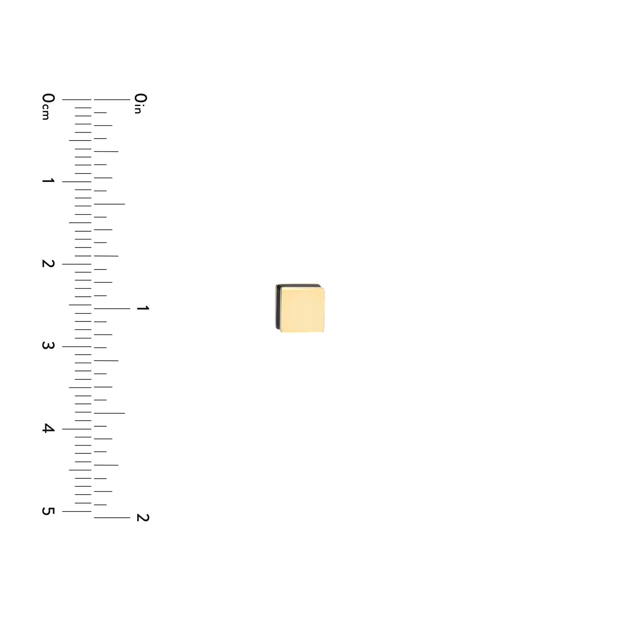 14K Yellow Gold Black Enamel Square Stud Earrings, 6mm