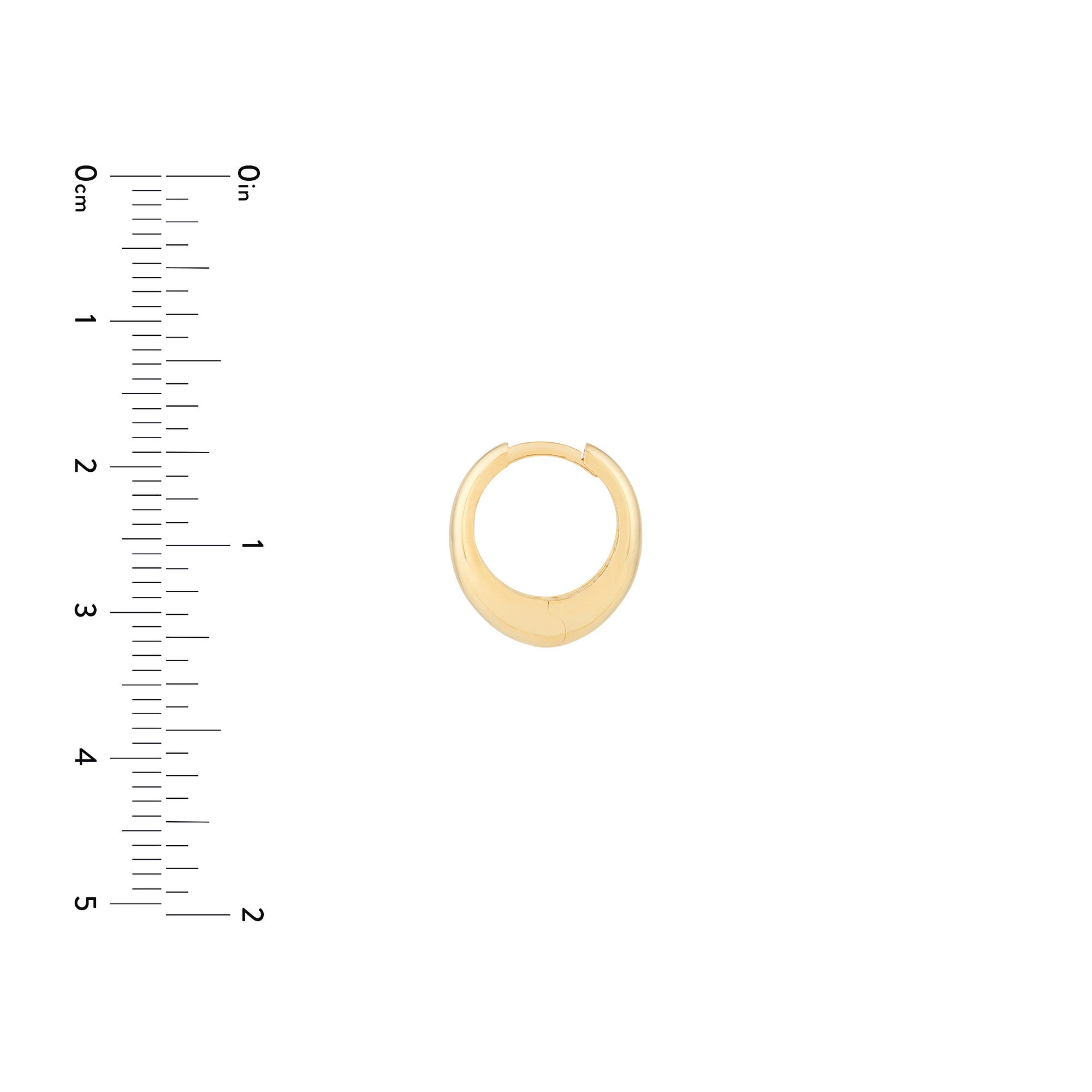 14k Yellow Gold Oval Huggie Hoop Earrings,13x14mm
