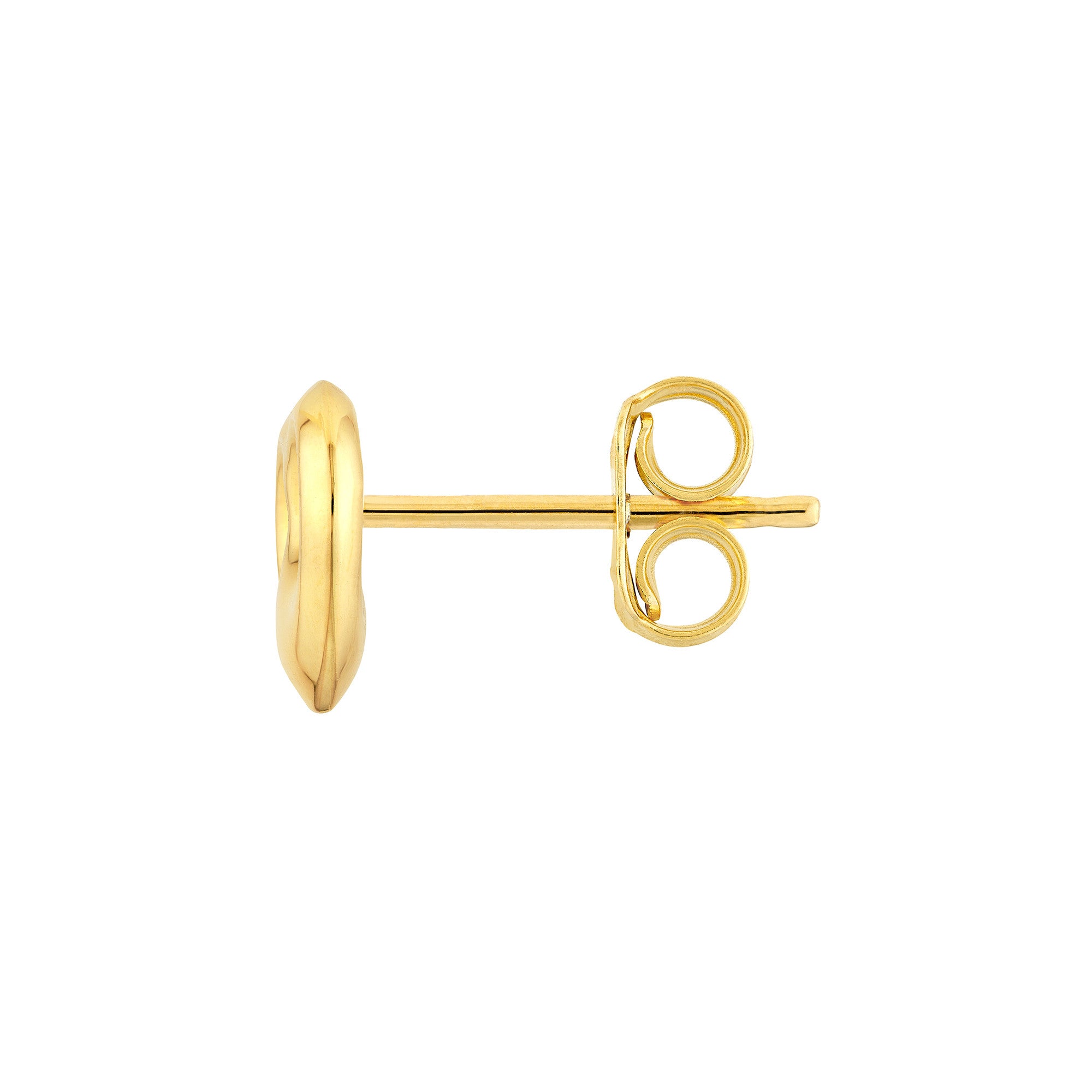 14k Yellow Gold Heart Puff Mariner Stud Earrings, 8mm