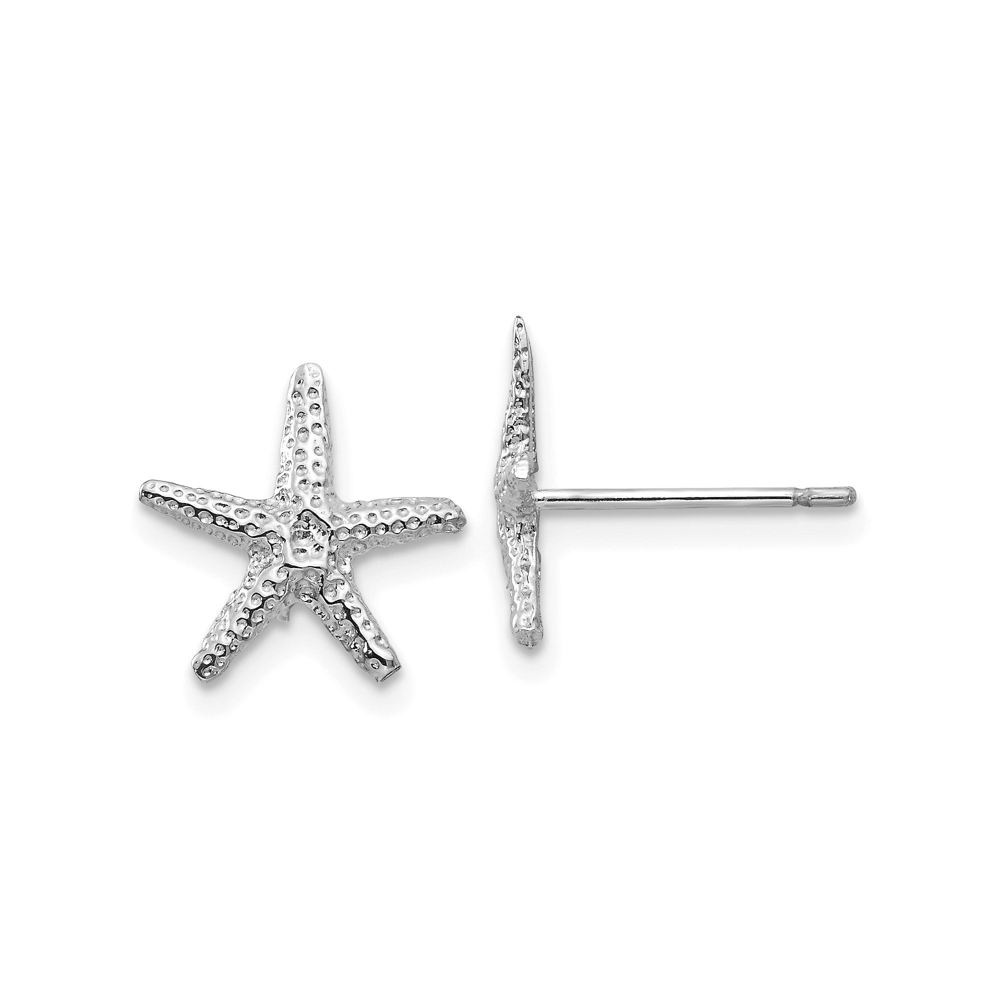 14k Real Solid Gold Starfish Stud Earrings, 11mm