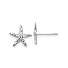 14k Real Solid Gold Starfish Stud Earrings, 11mm