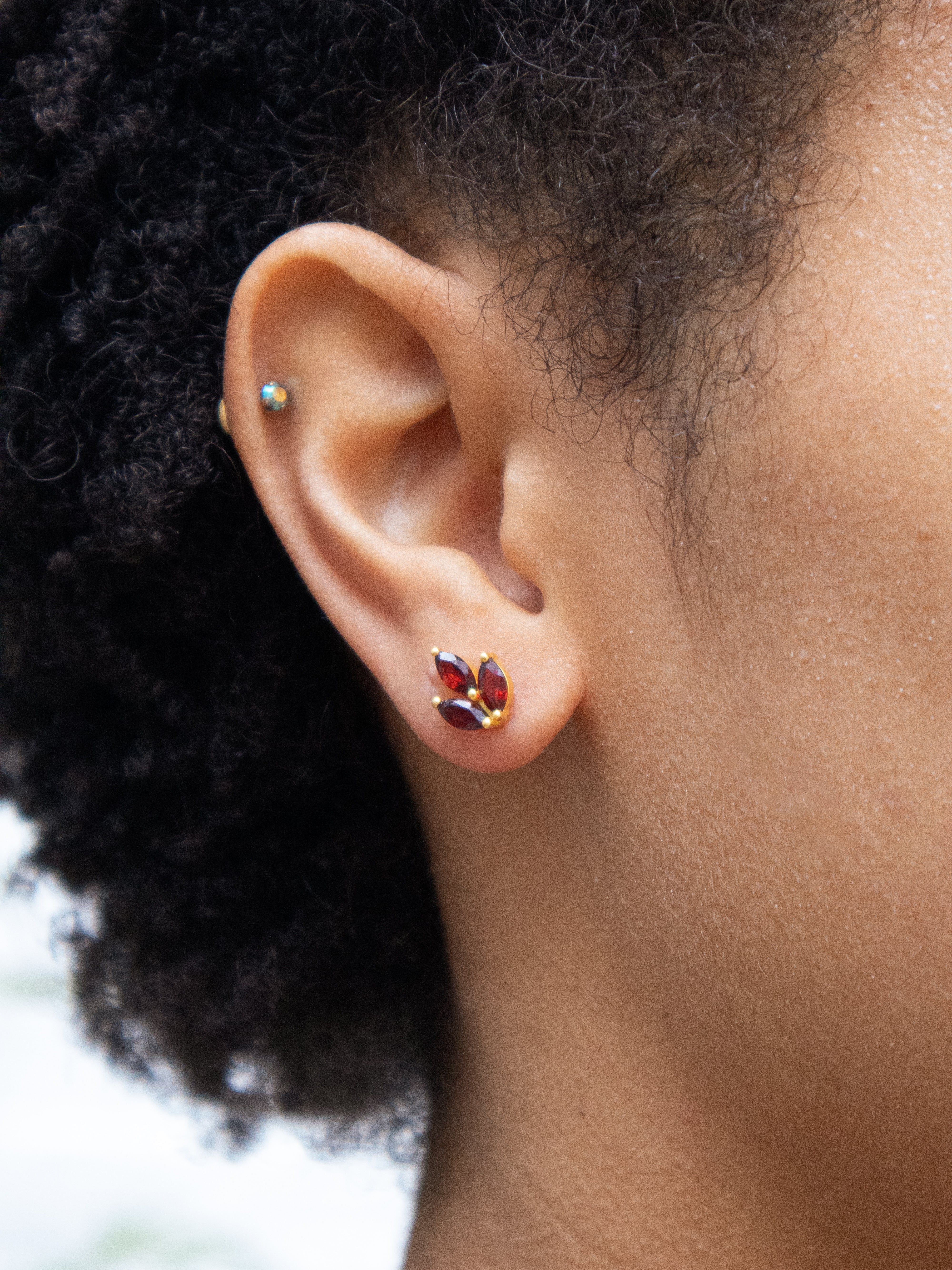 Tri Leaf Stud Earrings fine designer jewelry for men and women