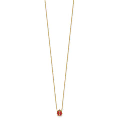 14k Yellow Gold Enameled Ladybug Pendant Necklace, 17 Inches fine designer jewelry for men and women