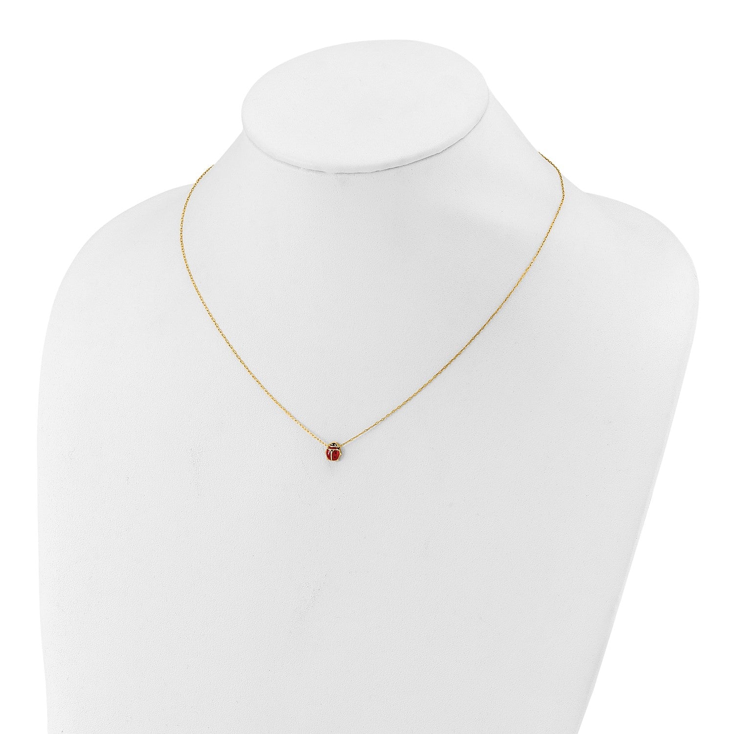 14k Yellow Gold Enameled Ladybug Pendant Necklace, 17 Inches fine designer jewelry for men and women