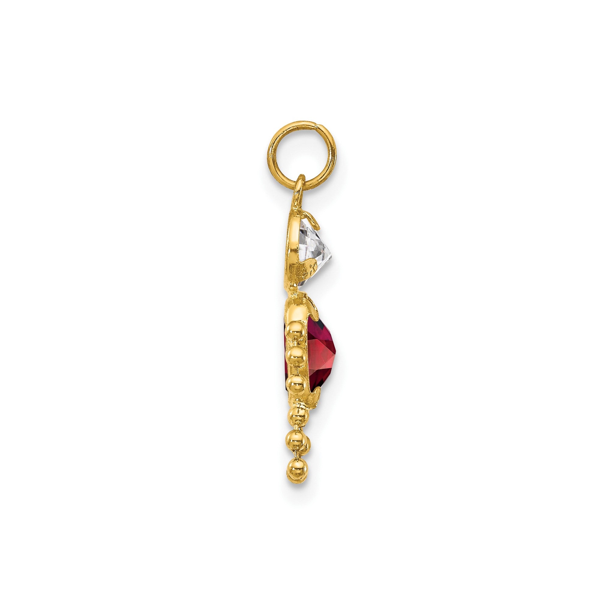 Real Yellow Gold Male Shape Birthstone Pendant Charm, 19x9mm