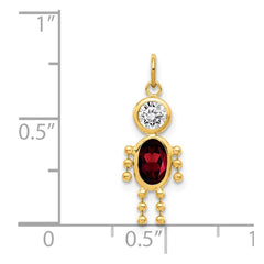 Real Yellow Gold Male Shape Birthstone Pendant Charm, 19x9mm