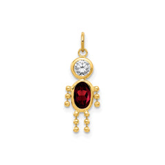 Real Yellow Gold Male Shape Birthstone Pendant Charm, 19x9mm