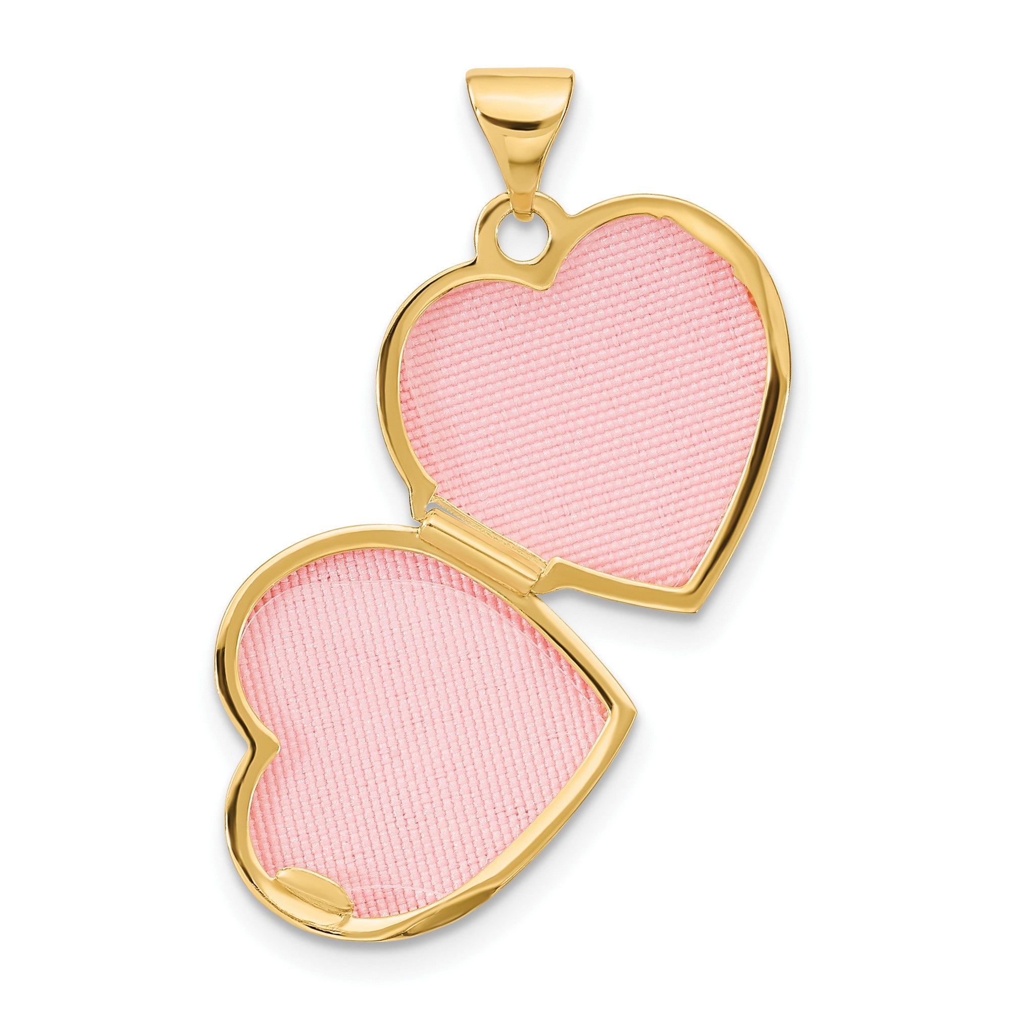 14k Yellow Gold Red Ruby 15mm Heart Locket Pendant