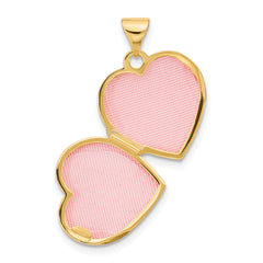 14k Yellow Gold Red Ruby 15mm Heart Locket Pendant