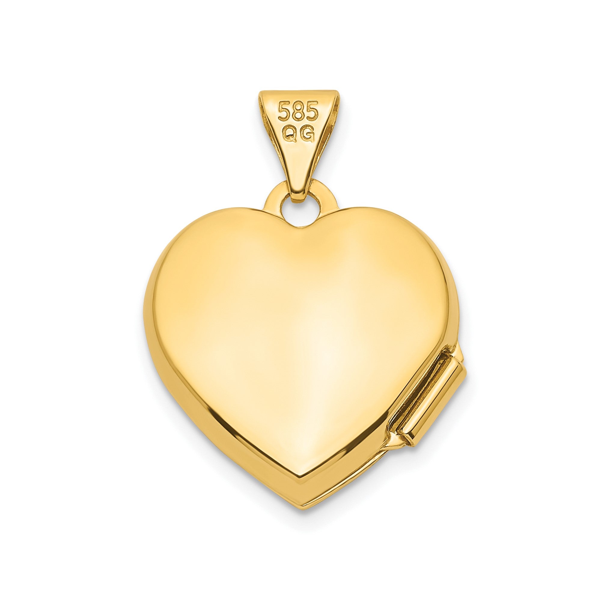 14k Yellow Gold Red Ruby 15mm Heart Locket Pendant