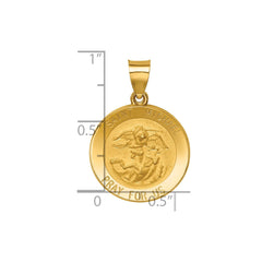 14k Yellow Gold High Polished St Michael Medal Pendant, 21mm