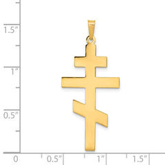 14k Real Yellow Gold Eastern Orthodox Cross Pendant, Religious Jewelry