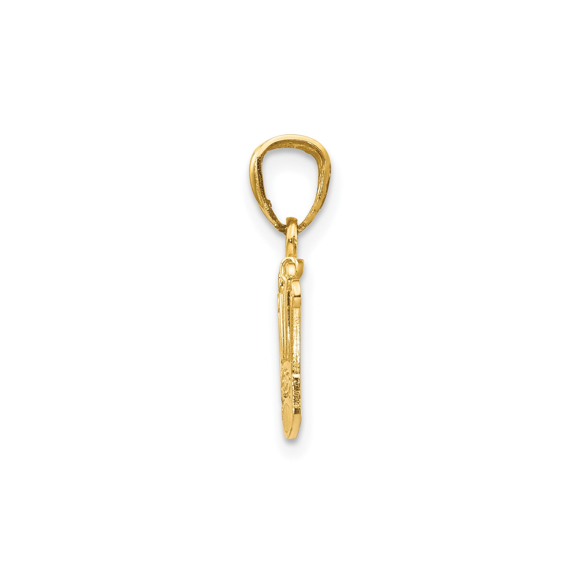 14k Real Yellow Gold Crown Pendant, 15x15mm