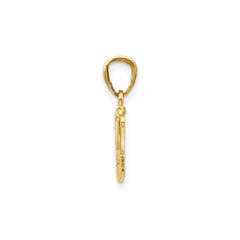 14k Real Yellow Gold Crown Pendant, 15x15mm