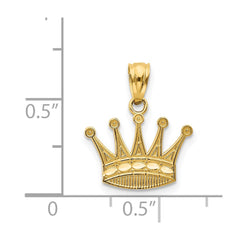 14k Real Yellow Gold Crown Pendant, 15x15mm