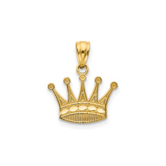 14k Real Yellow Gold Crown Pendant, 15x15mm
