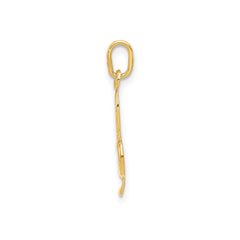 14K Yellow Gold Treble Clef Musical Note Pendant, 21mm x 5mm