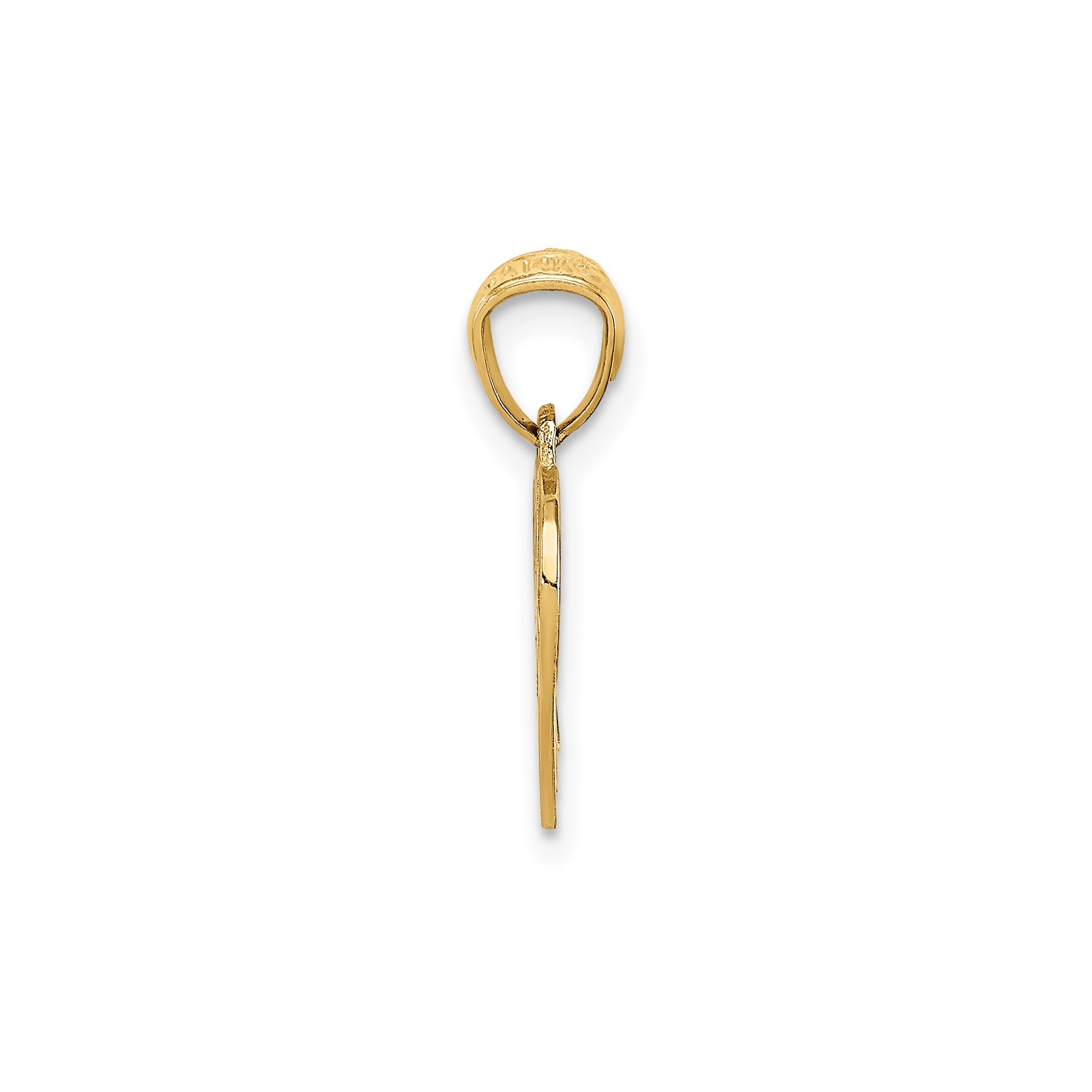 14K Solid Yellow Gold Basketball and Hoop Pendant, 18x11mm