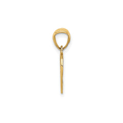 14K Solid Yellow Gold Basketball and Hoop Pendant, 18x11mm