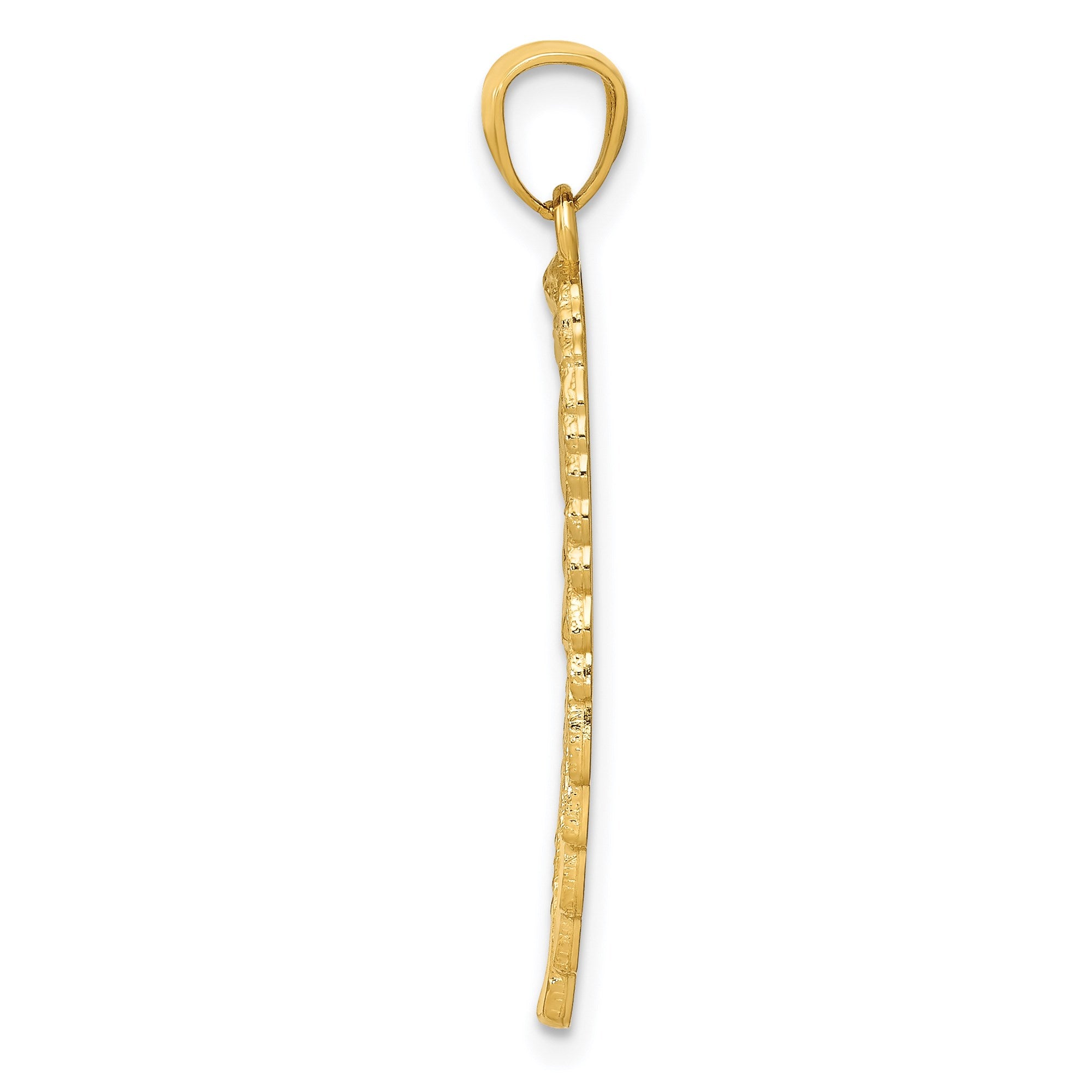 14K Yellow Gold Angel Wing Pendant, 32mm