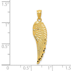 14K Yellow Gold Angel Wing Pendant, 32mm