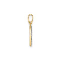 14k Real Yellow Gold CZ Open Heart Pendant, 20x11mm