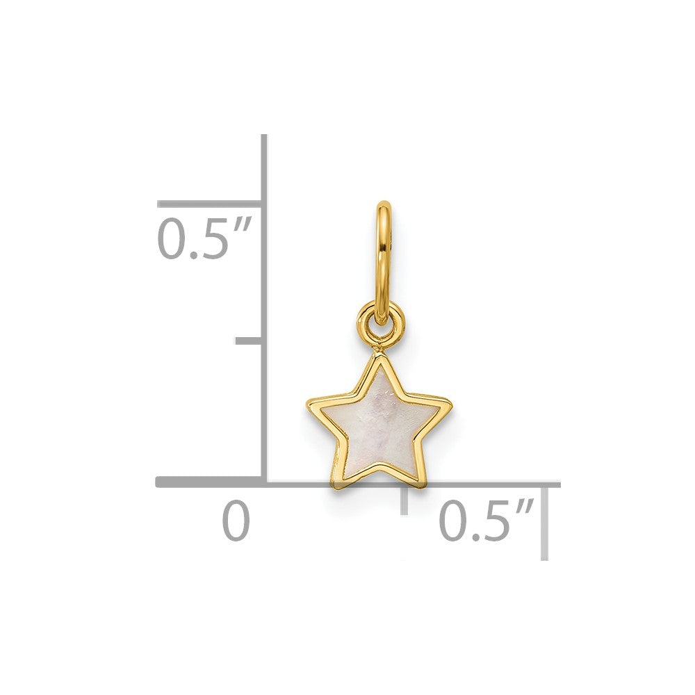 14K Yellow Gold Mother of Pearl Star Pendant,13x7mm