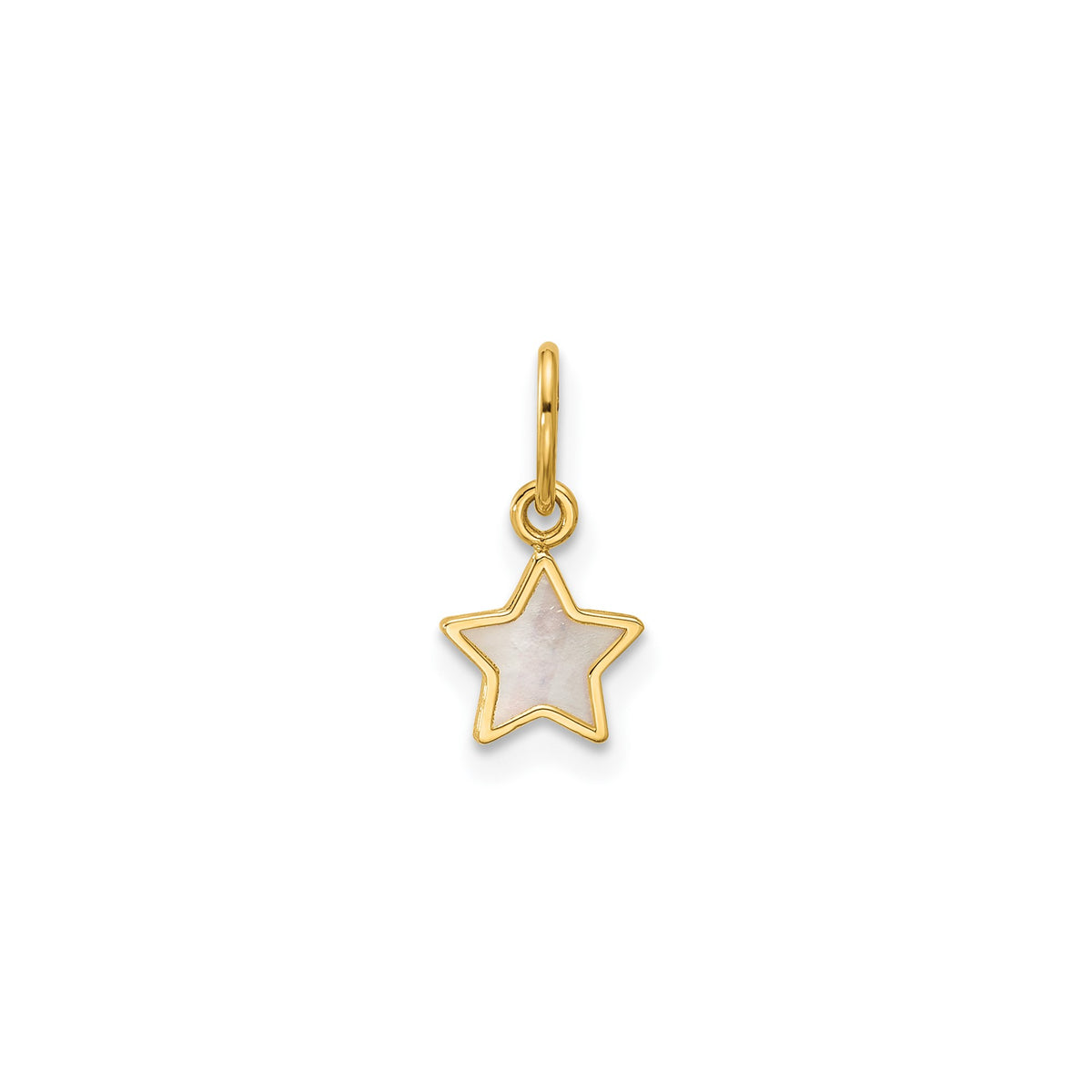 14K Yellow Gold Mother of Pearl Star Pendant,13x7mm