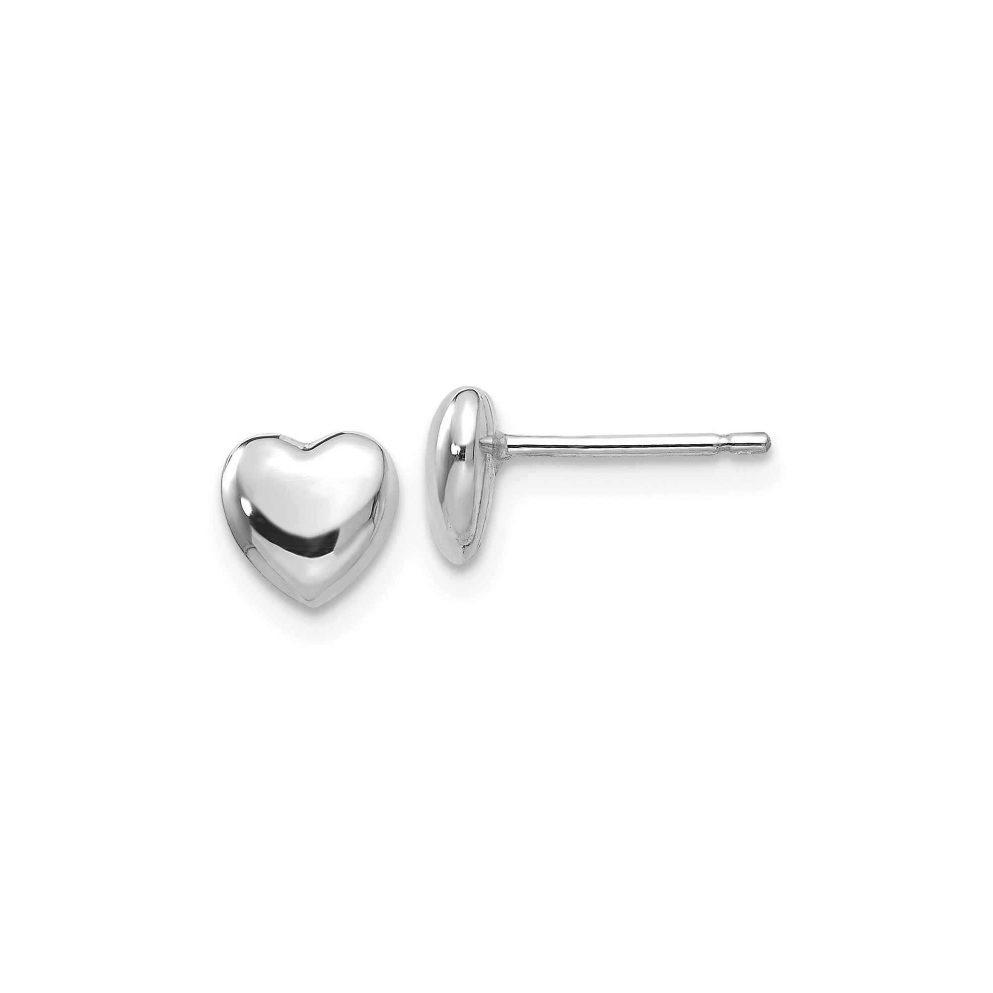 14K Real Gold Heart Shaped Post Stud Earrings, 6mm