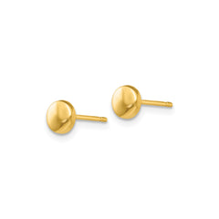 14k Yellow Gold Disk Half Ball Stud Earrings, 5x5mm
