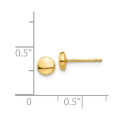 14k Yellow Gold Disk Half Ball Stud Earrings, 5x5mm