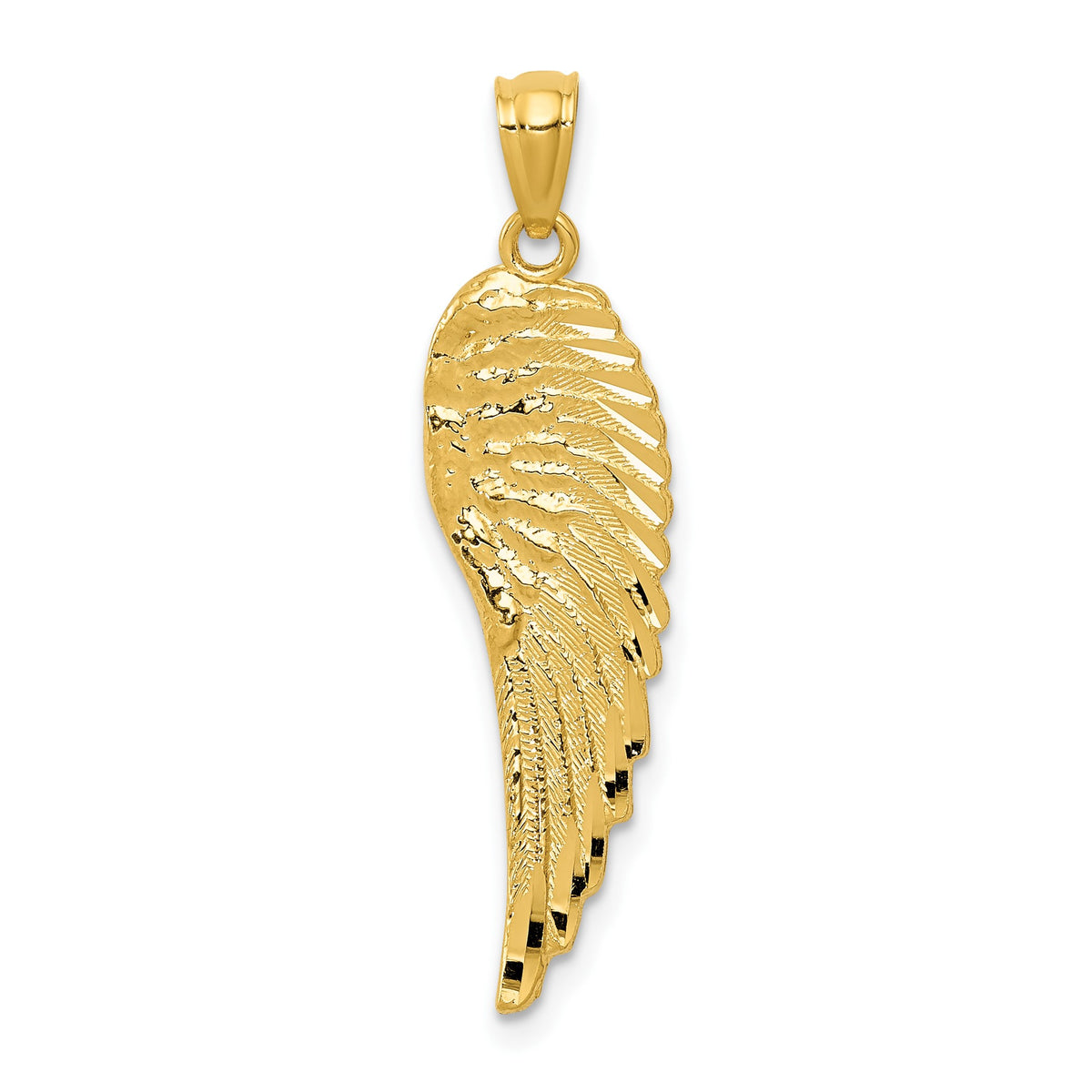 14K Yellow Gold Angel Wing Pendant, 32mm