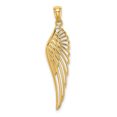 14K Yellow Gold Angel Wing Pendant, 33mm Length