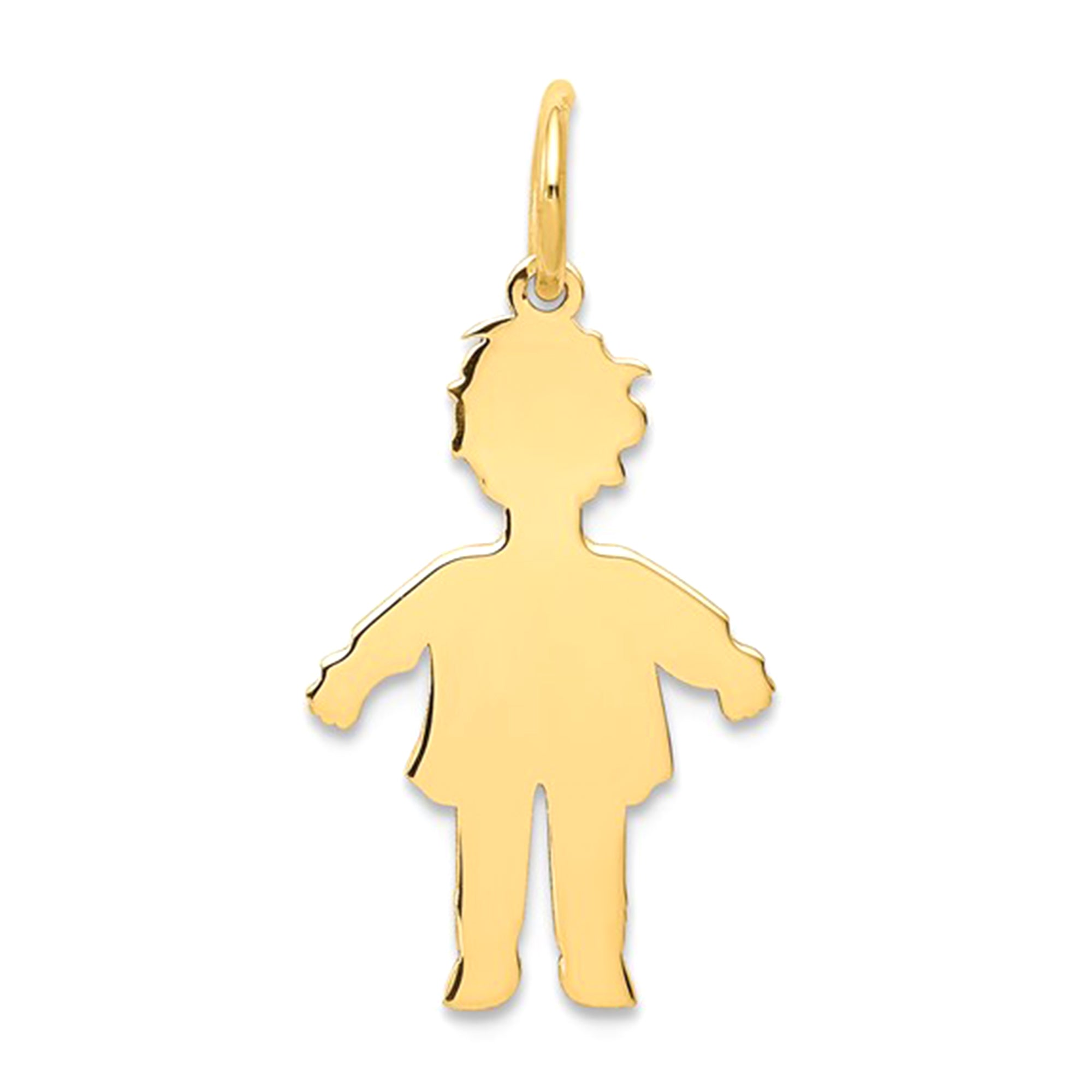 14K Yellow Gold Boy's Silhouette Charm Engravable Pendant fine designer jewelry for men and women