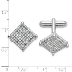 Brilliant Embers Sterling Silver Rhodium-plated 192 Stone Micro Pav’????????? CZ Cufflinks