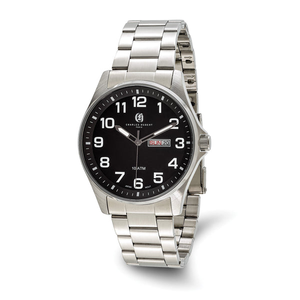 Charles Hubert Stainless Steel Black Dial Men's Watch