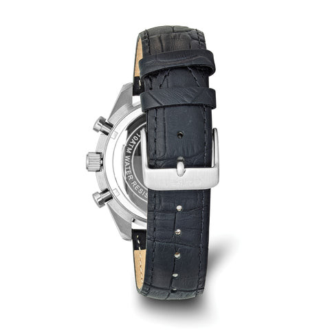 Chisel Mens Stainless Steel Black Leather Chronograph Watch