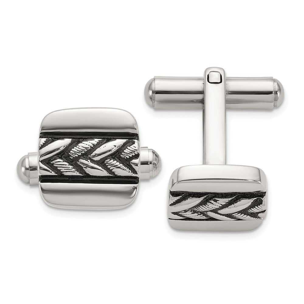 Chisel Stainless Steel Antiqued and Polished Cuff Links - JewelryAffairs