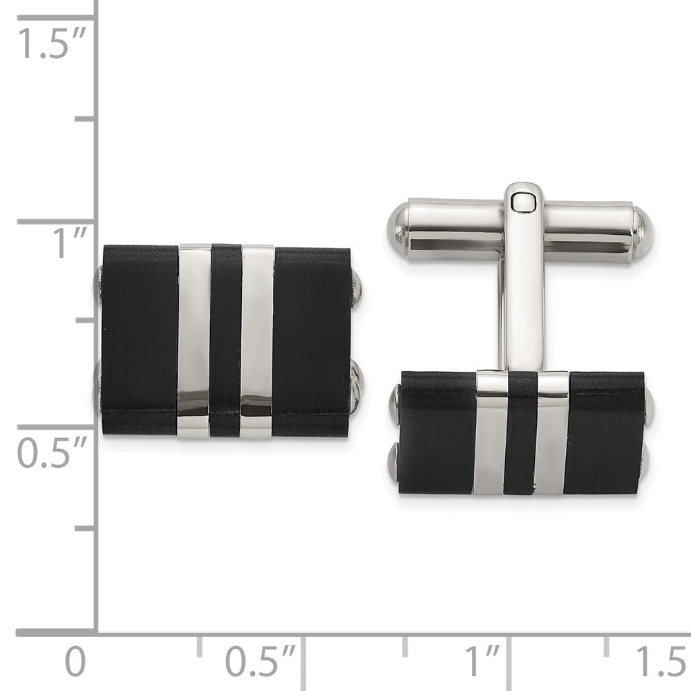 Chisel Stainless Steel Brushed and Polished Black IP - Plated Cuff Links - JewelryAffairs