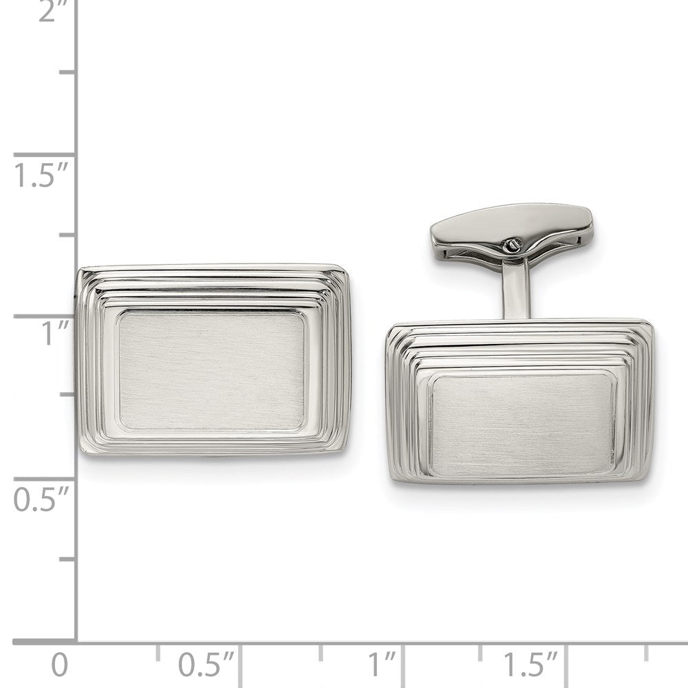 Chisel Stainless Steel Brushed and Polished Oval Cufflinks - JewelryAffairs