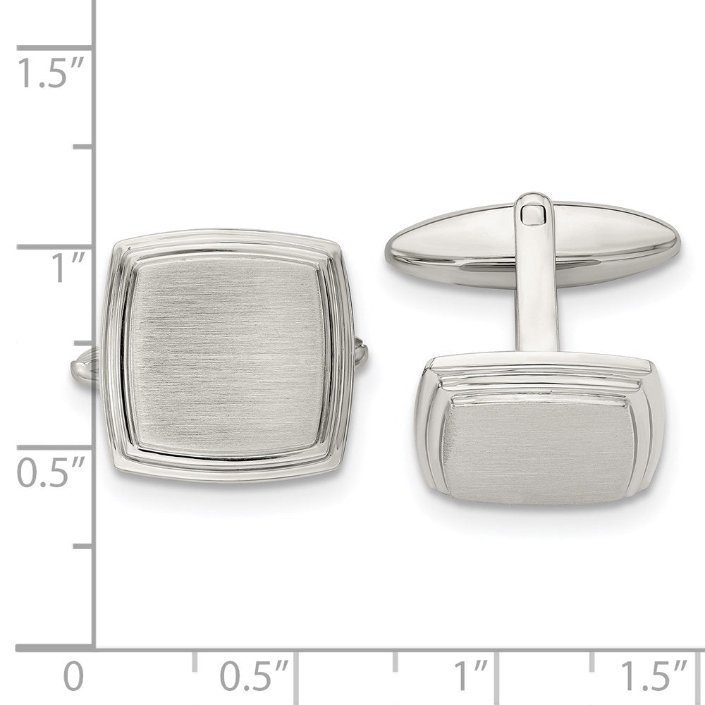 Chisel Stainless Steel Brushed and Polished Square Cufflinks - JewelryAffairs