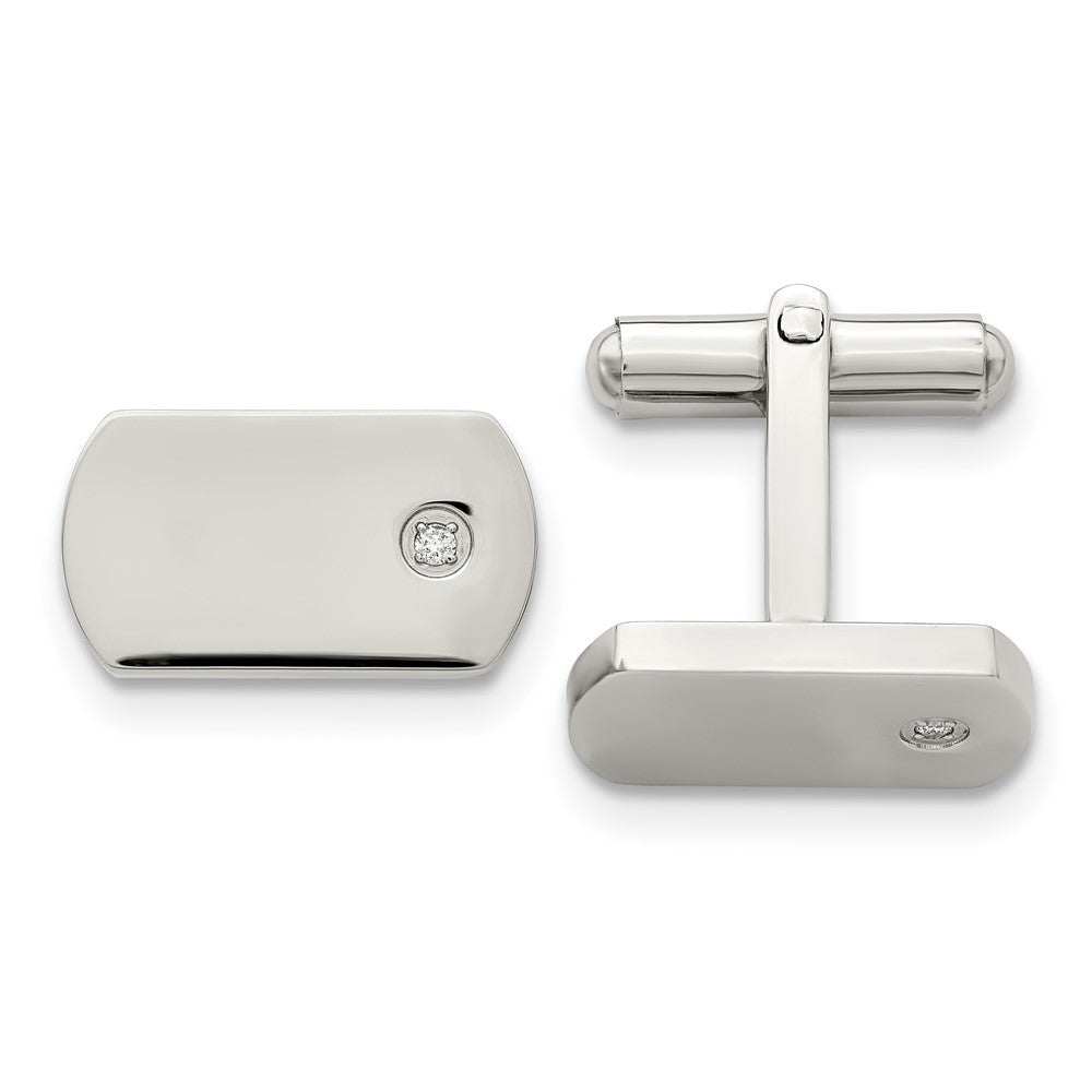 Chisel Stainless Steel Polished .03 Carat Diamond Cufflinks - JewelryAffairs