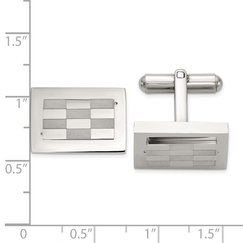 Chisel Stainless Steel Polished and Laser - cut Checkered Cuff Links - JewelryAffairs