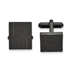 Chisel Stainless Steel Polished Black IP - Plated Laser cut Cufflinks - JewelryAffairs