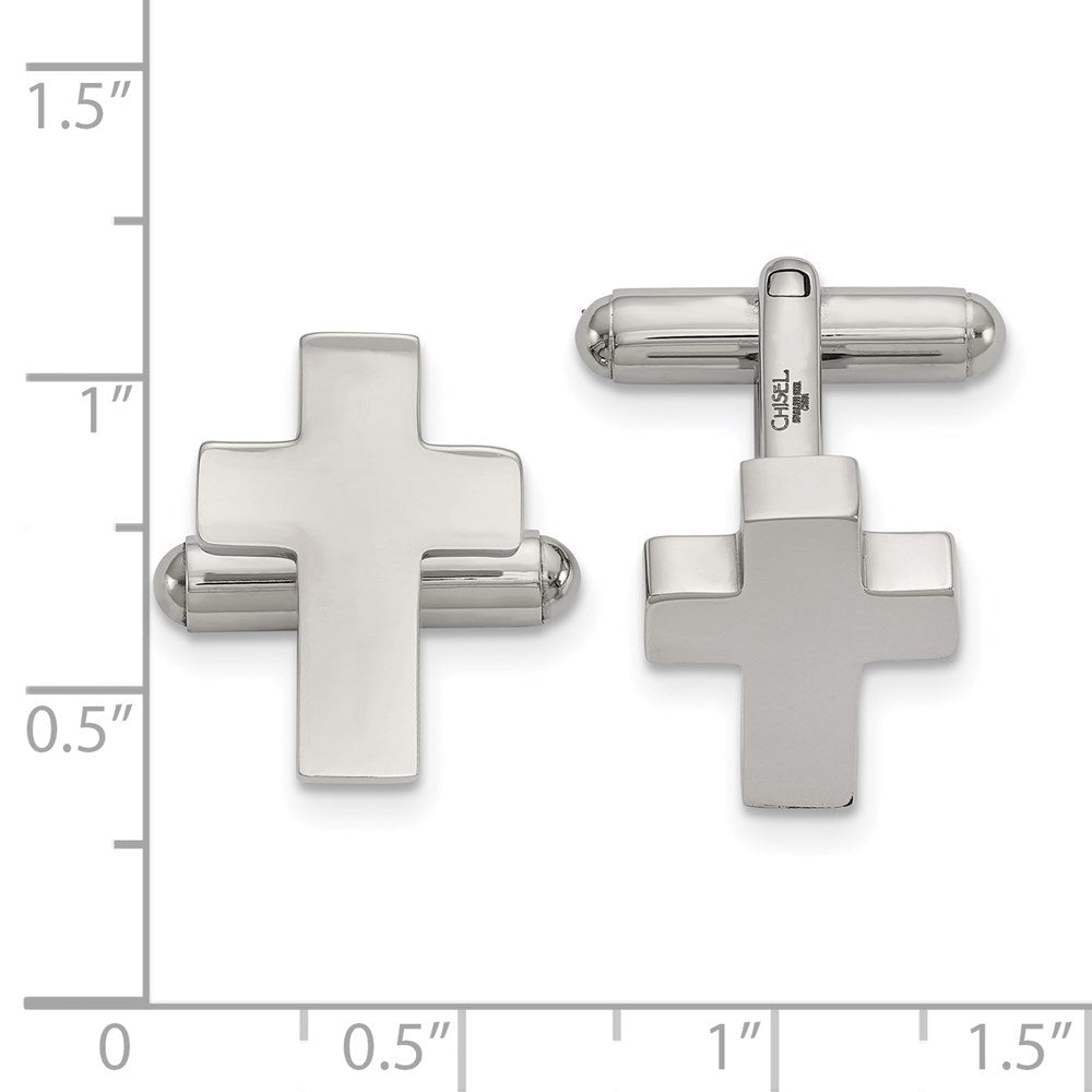 Chisel Stainless Steel Polished Cross Cufflinks - JewelryAffairs