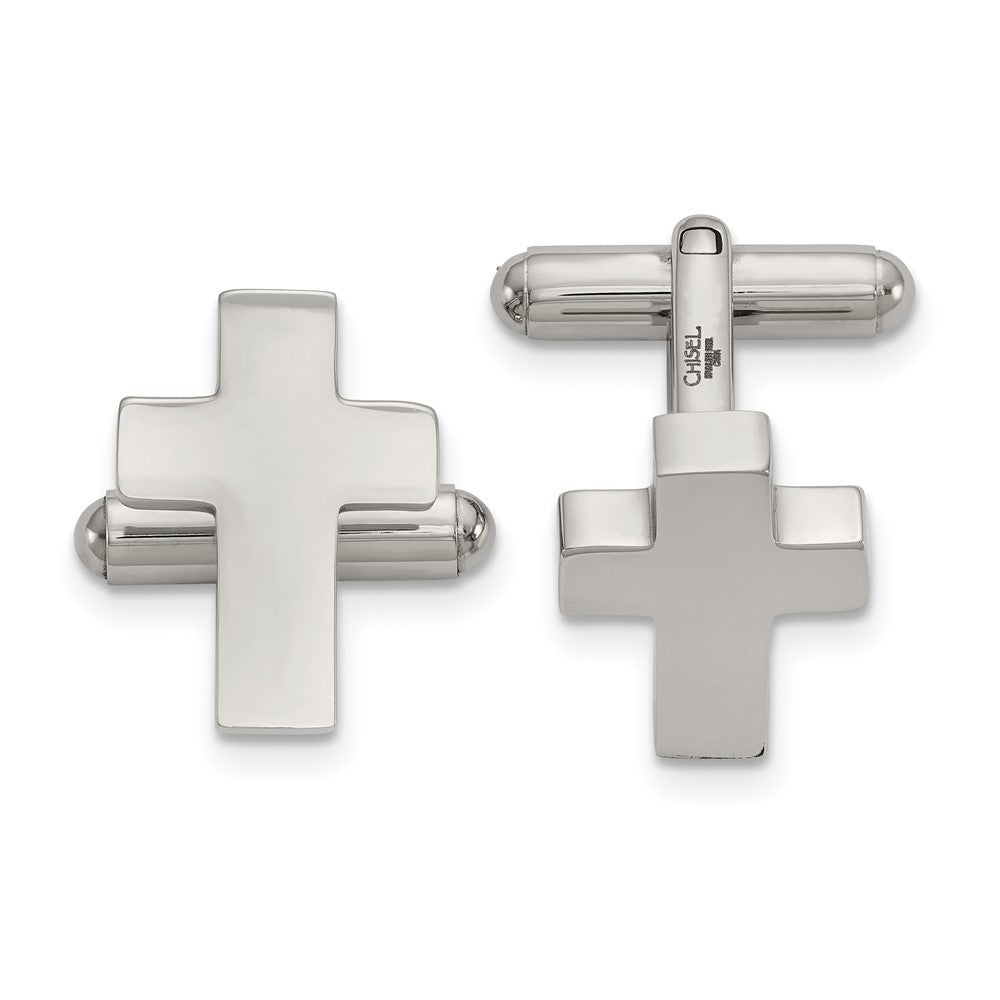 Chisel Stainless Steel Polished Cross Cufflinks - JewelryAffairs
