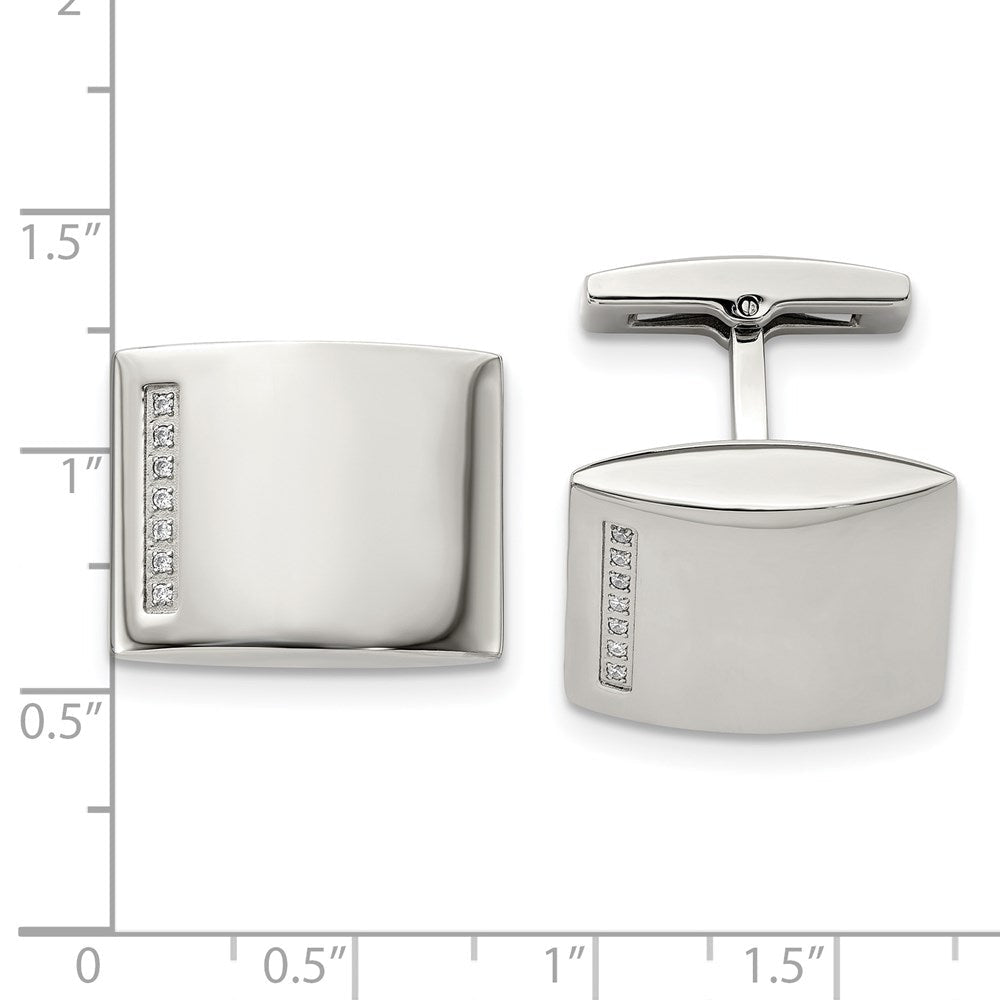 Chisel Stainless Steel Polished CZ Cufflinks - JewelryAffairs