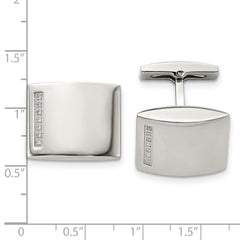 Chisel Stainless Steel Polished CZ Cufflinks - JewelryAffairs