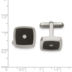 Chisel Stainless Steel Polished Enameled CZ Cufflinks - JewelryAffairs