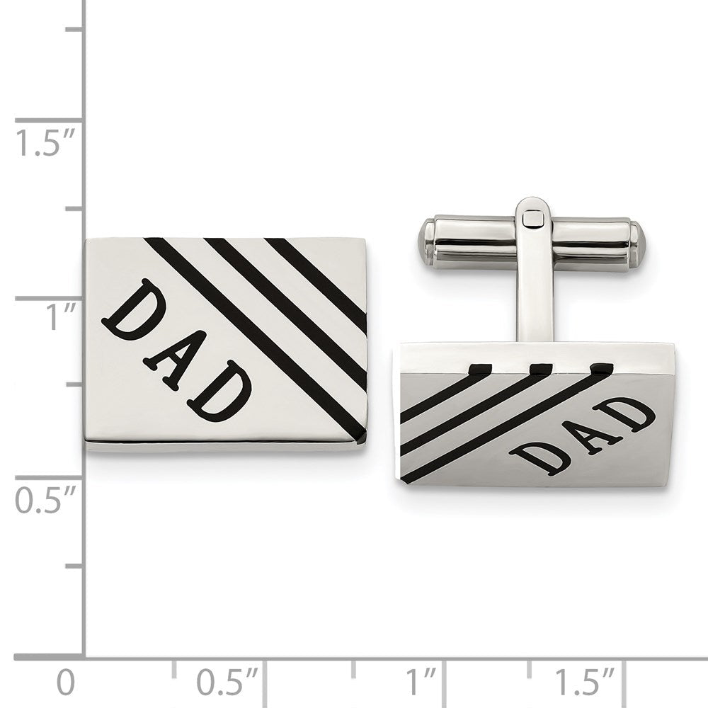 Chisel Stainless Steel Polished Enameled Dad Rectangle Cufflinks - JewelryAffairs